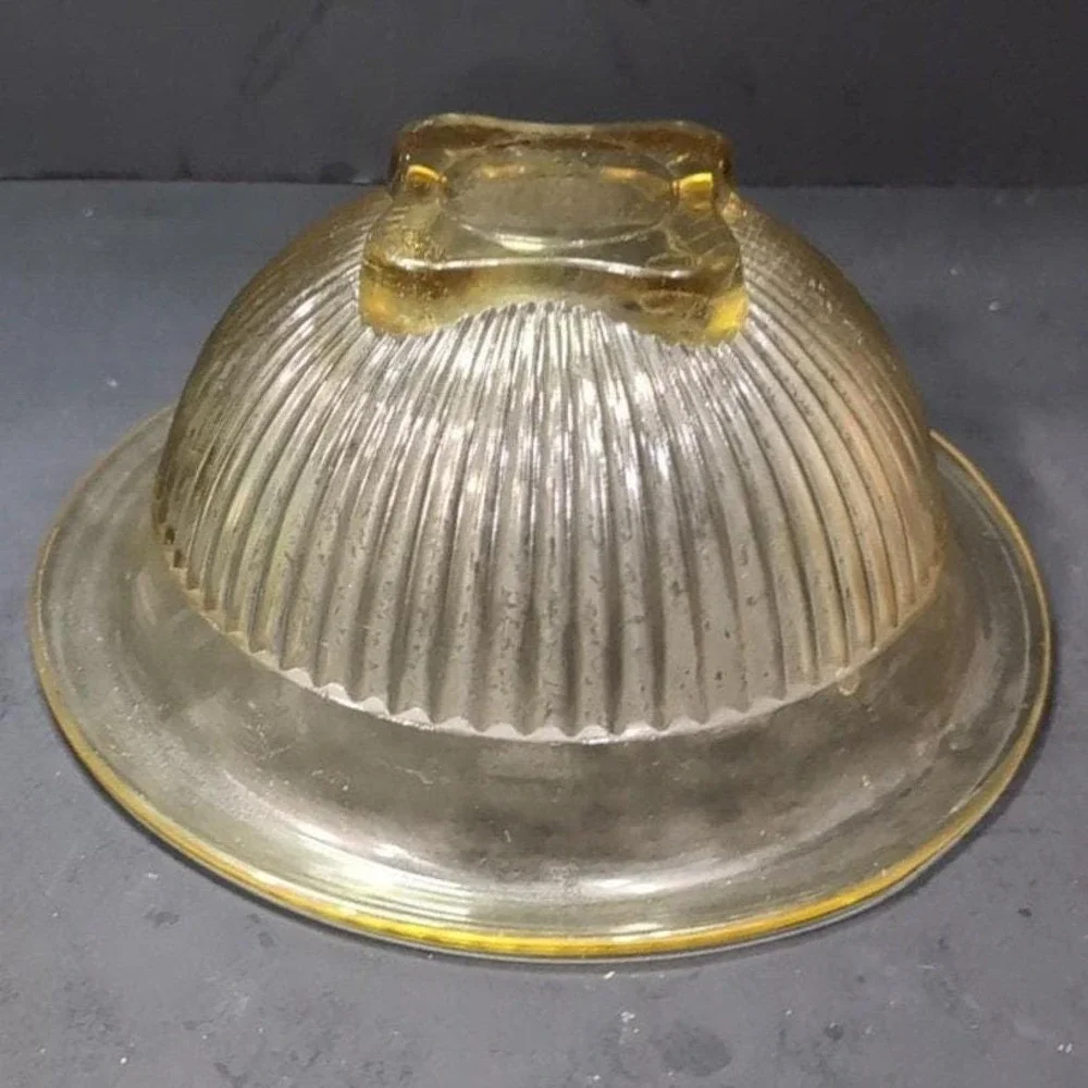 Federal Glass Ribbed Amber Mixing Bowl, Nested Yellow Kitchenware,‎ Replacement
